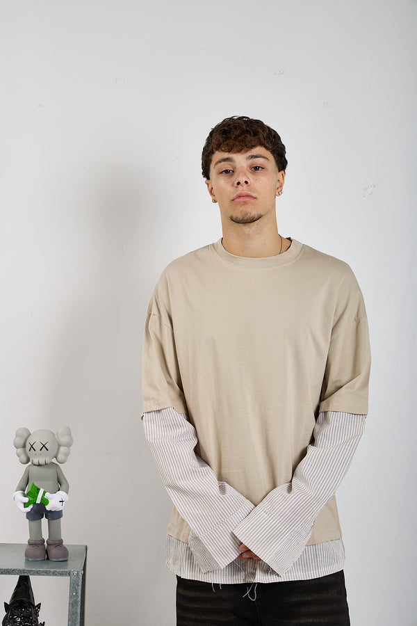 LONG SLEEVE CAMICA A RIGHE